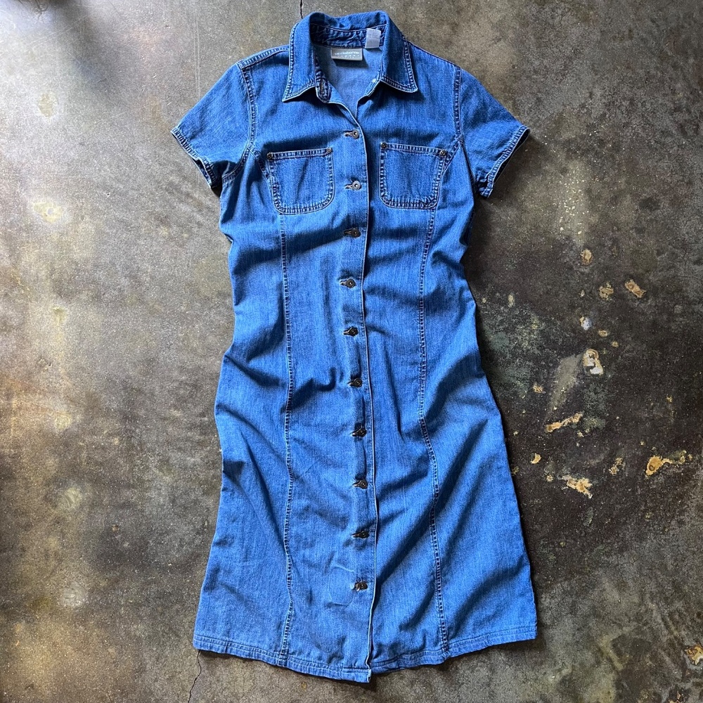 Vintage Liz Claiborne Petites 100% Cotton Denim Dress